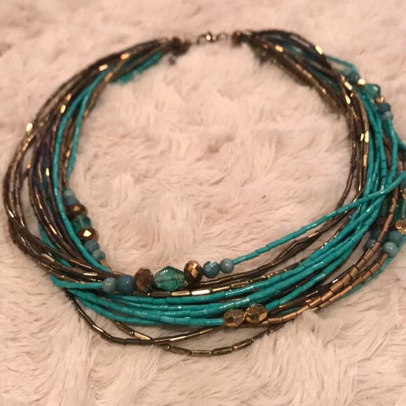 Vintage multi strand beaded choker necklace - Picture 1 of 5